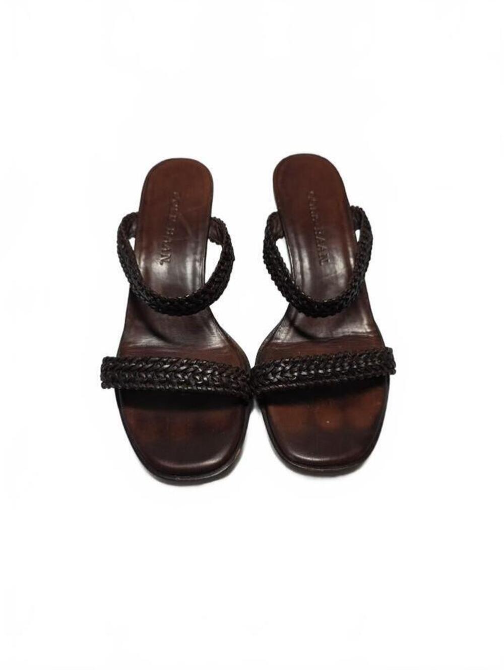 Cole Haan Brown Braided Leather Block Heel Sandals Size 6.5B